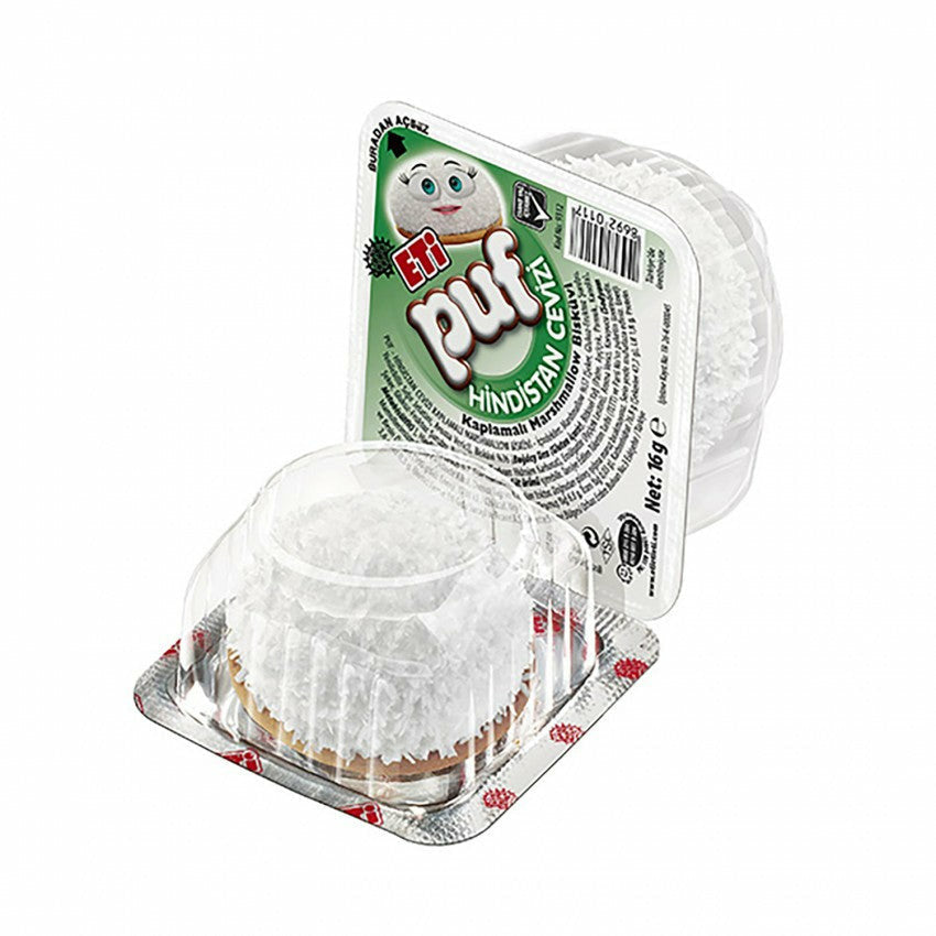 Eti Puf Coconut Coated Marshmallow Biscuit (Hindistan Cevizli Biskuvi) 18gr