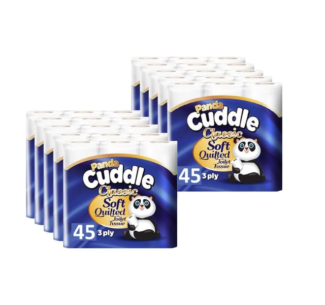 Panda Cuddle Classic Soft Quilted 3 Ply Toilet Tissue Rolls (90 Rolls)