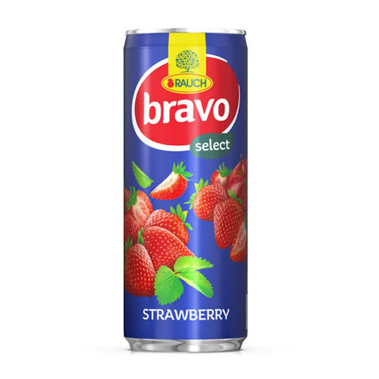 Bravo Strawberry Juice Can 24x250ml