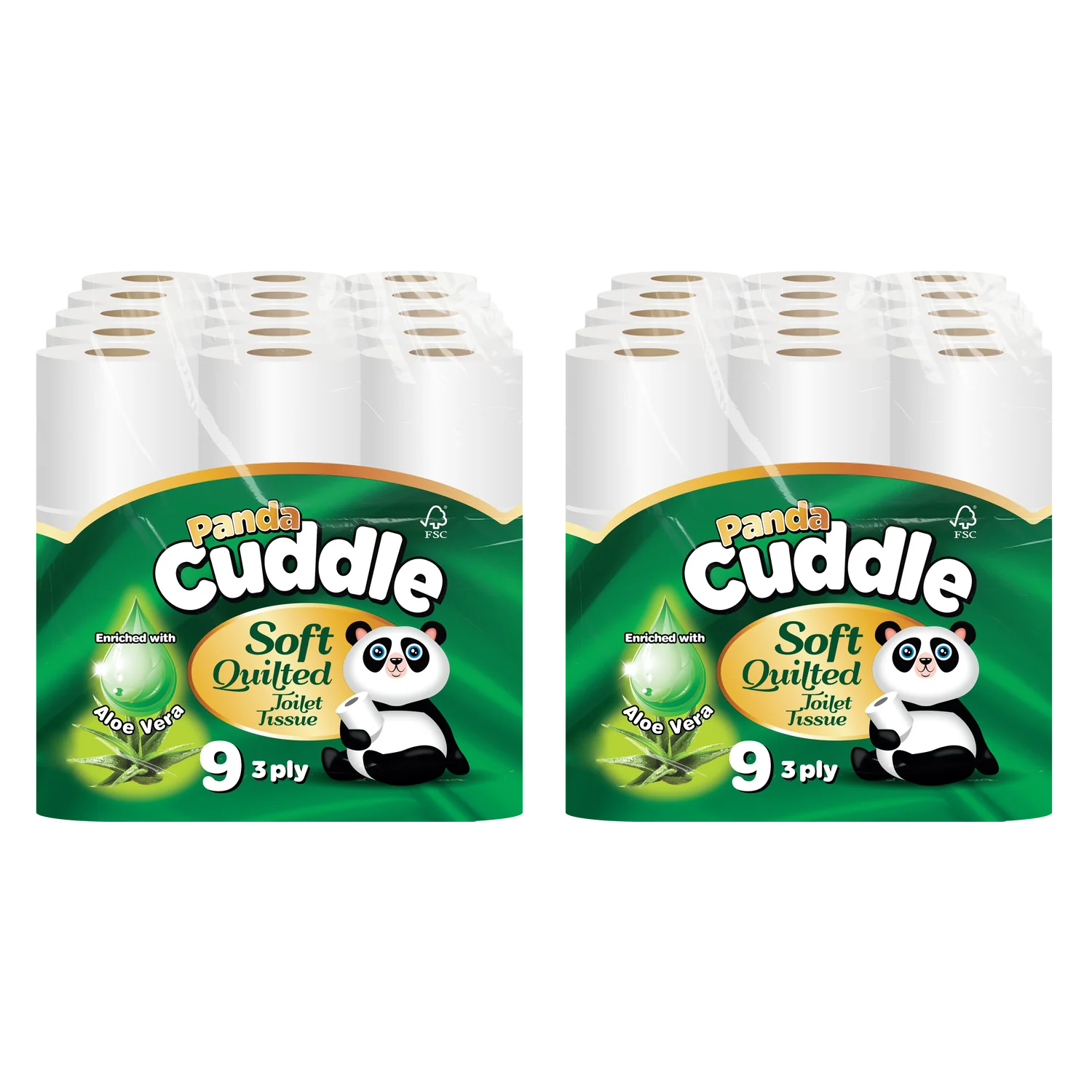 Panda Cuddle Aloe Vera Soft Quilted 3 Ply Toilet Tissue Rolls (90 Rolls) (Copy)