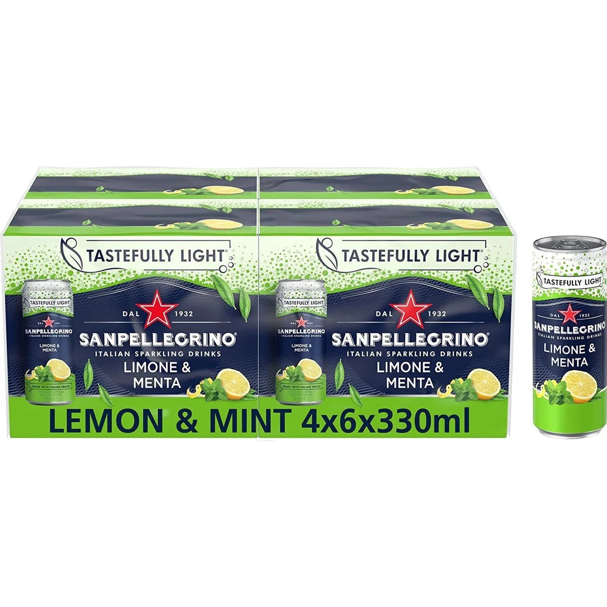 San Pellegrino Limone Menta (Lemon & Mint) Cans 24x330ml